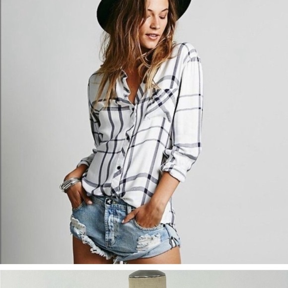 Free People Tops - Rails + Free People Blue and White Plaid Button Down